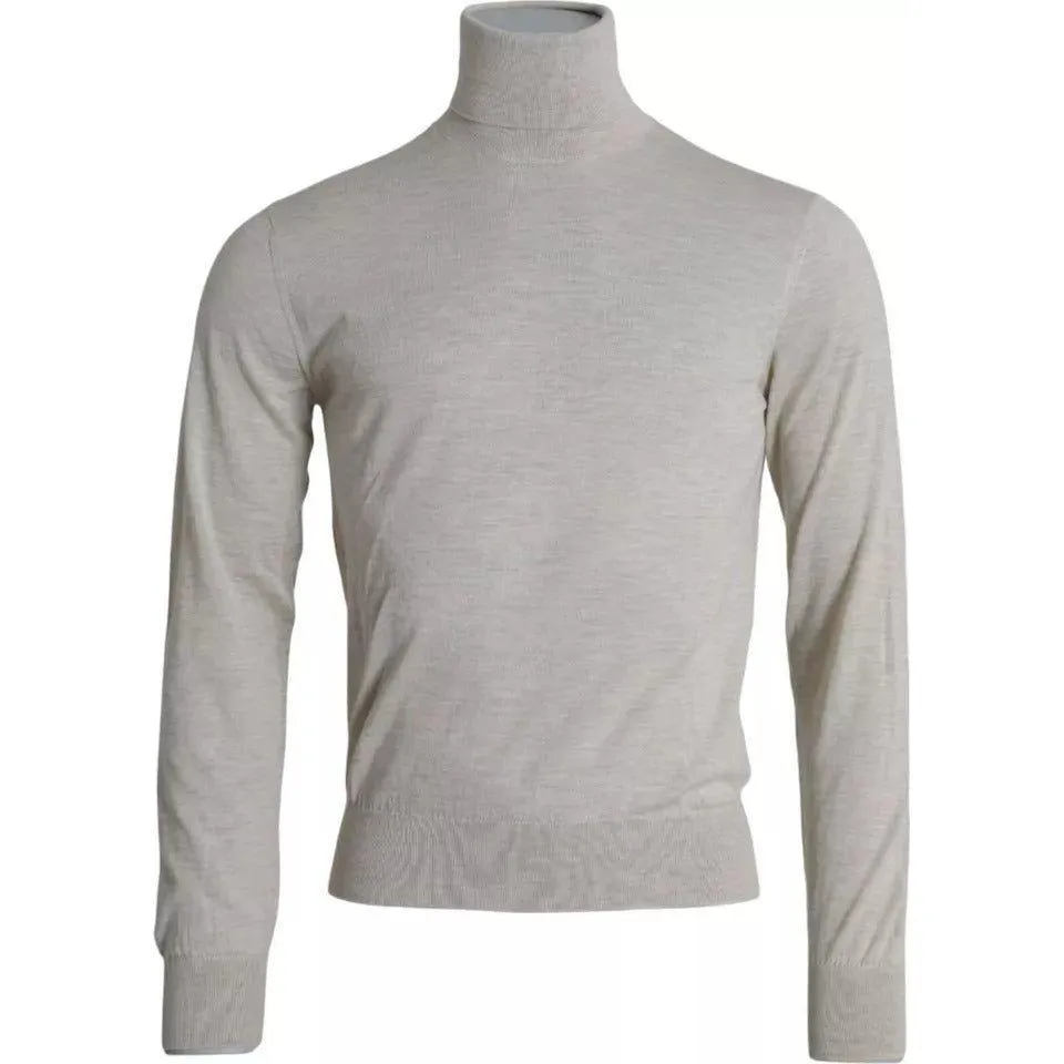 Dolce & Gabbana Pullover Beige Cashmere Turtleneck Sweater