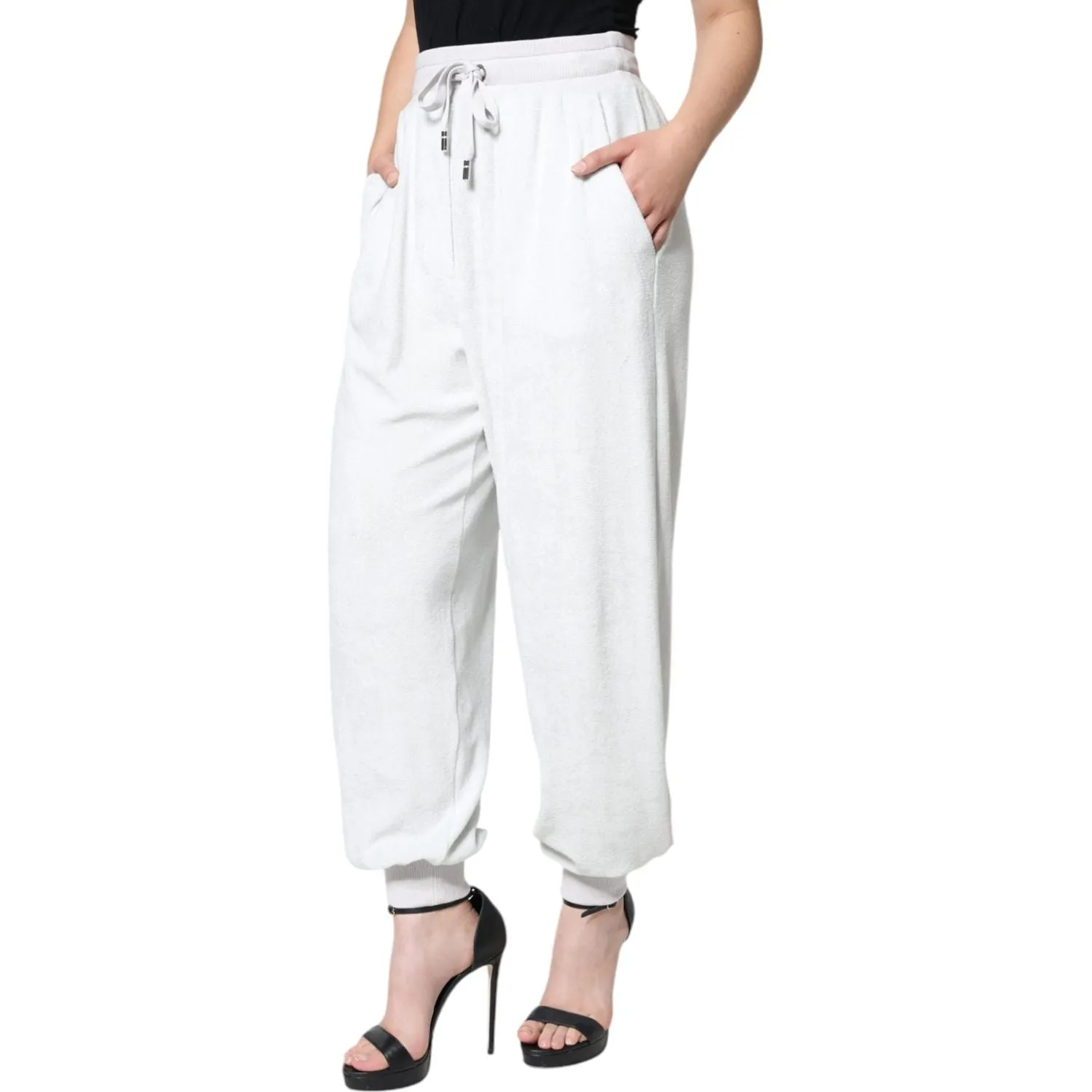 Dolce & Gabbana White Nylon Jogger Sweatpants Pants