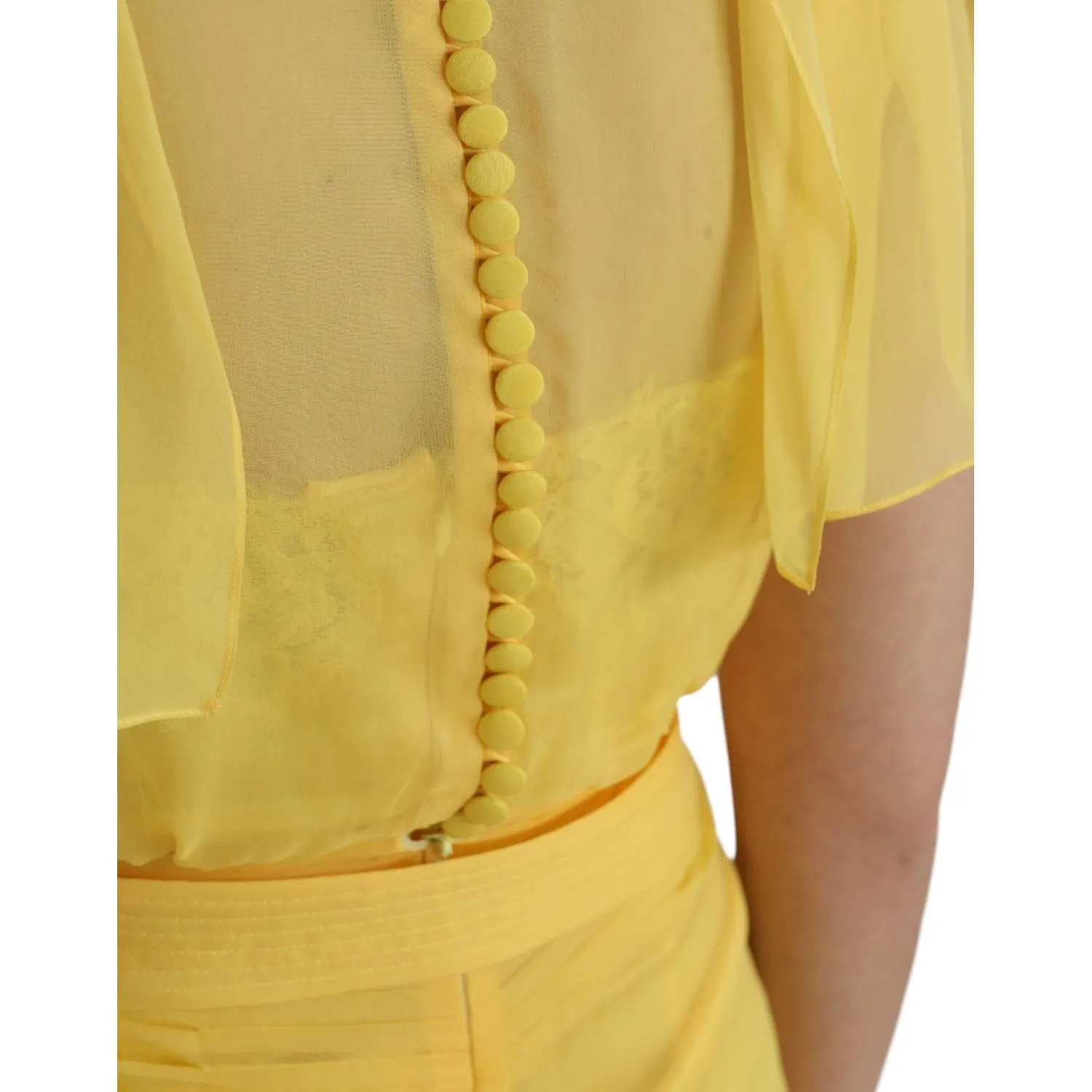 Dolce & Gabbana Yellow Silk Sheath Belted Long Maxi Dress