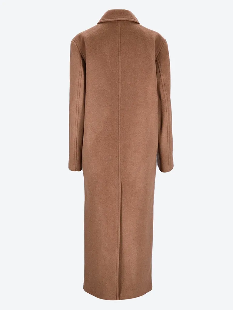 Double breasted brushed wool coat