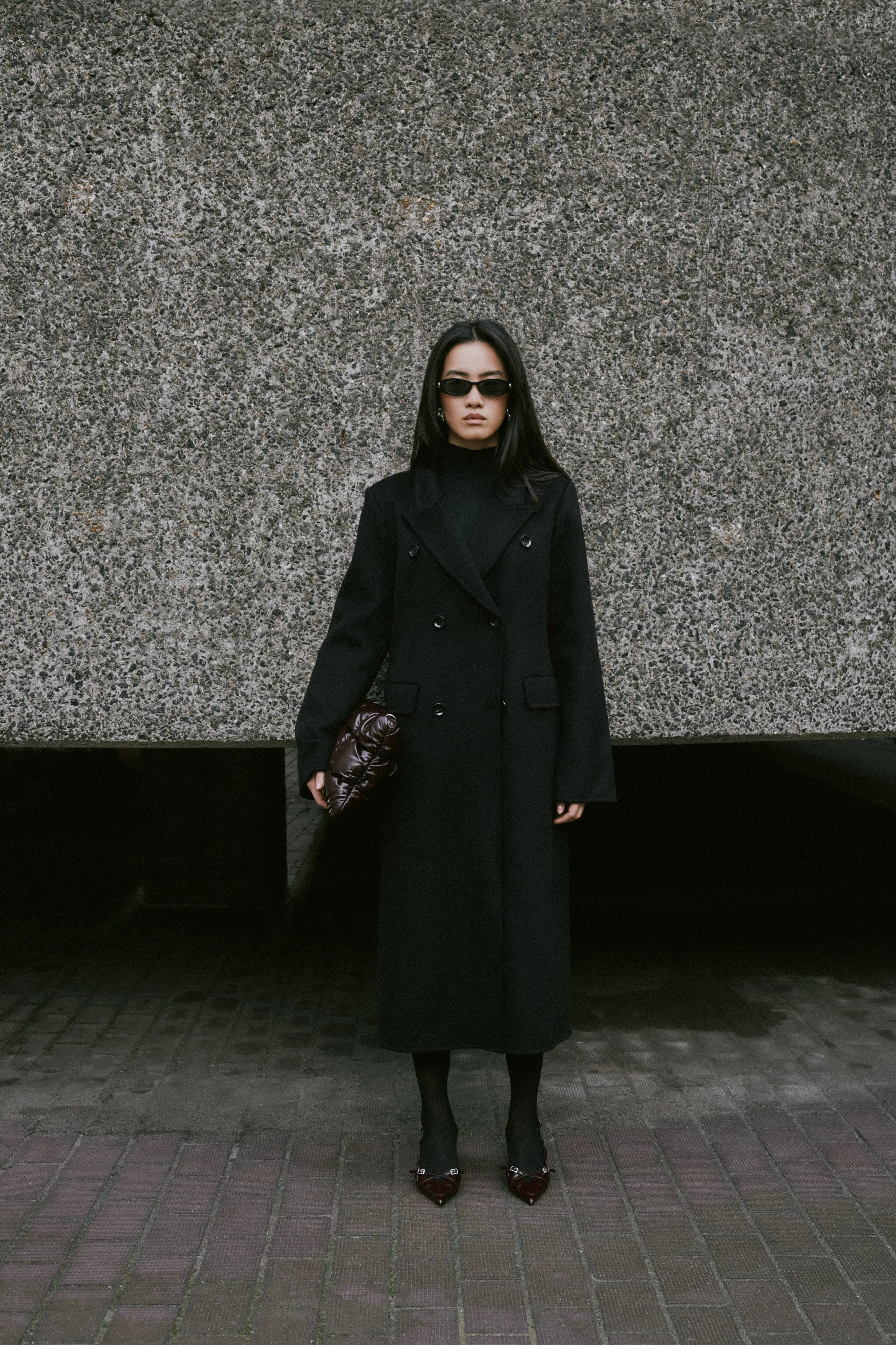 Double Faced Wool Dinner Coat - Black