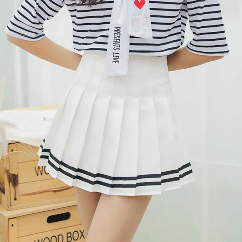 Double Striped Pleated Skirts SD01004