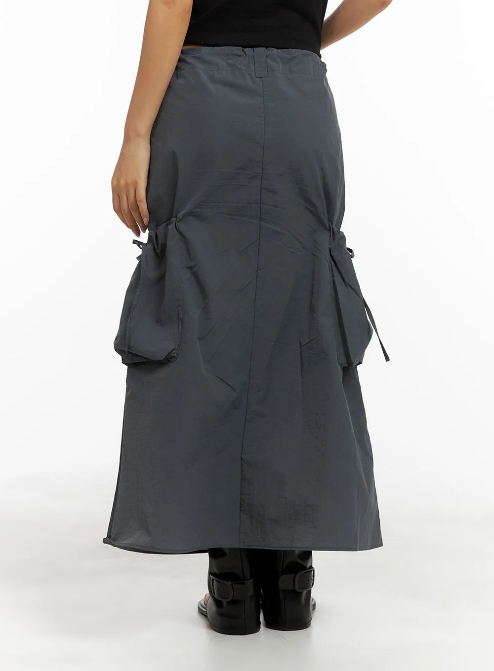 Drawstring Cargo Maxi Skirt CM422