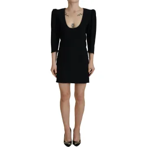 Dsquared² Black Polyester Long Sleeves Bodycon Sheath Dress