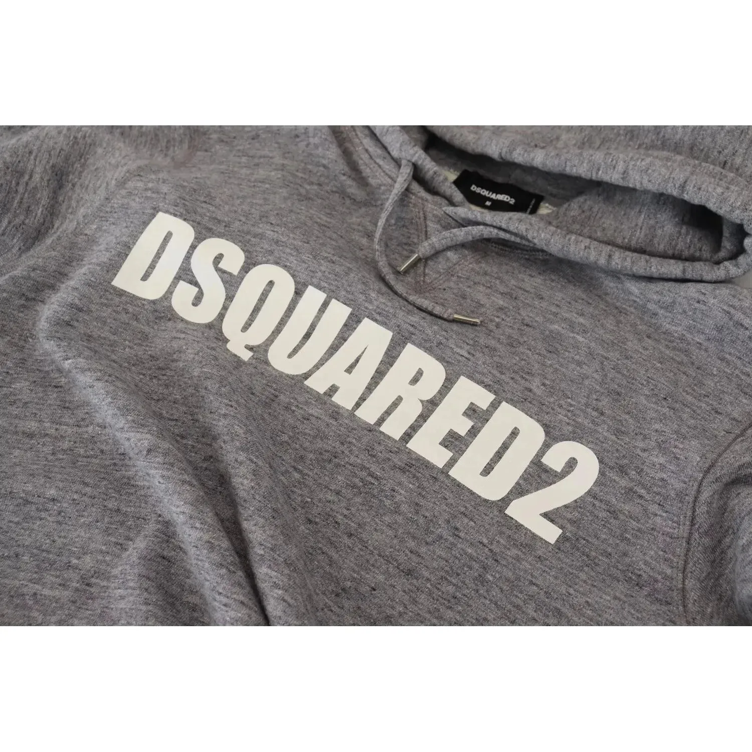 Dsquared² Gray Cotton Hooded Logo Print Men Pullover Sweater