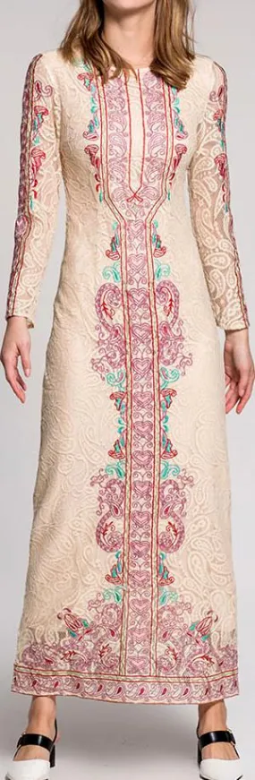 Embroidered Lace Maxi Dress