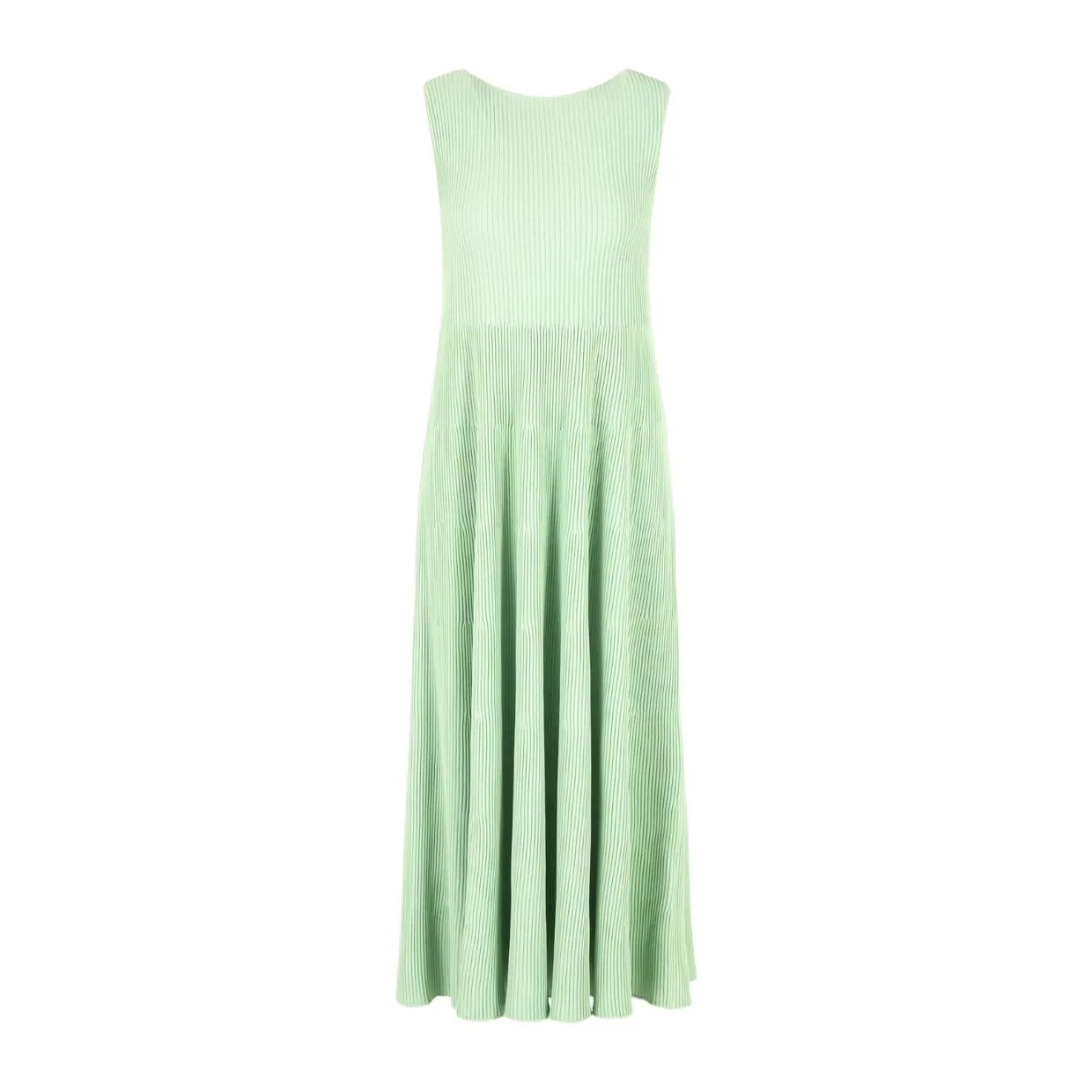 Emporio Armani Light Green Rib Flared Dress