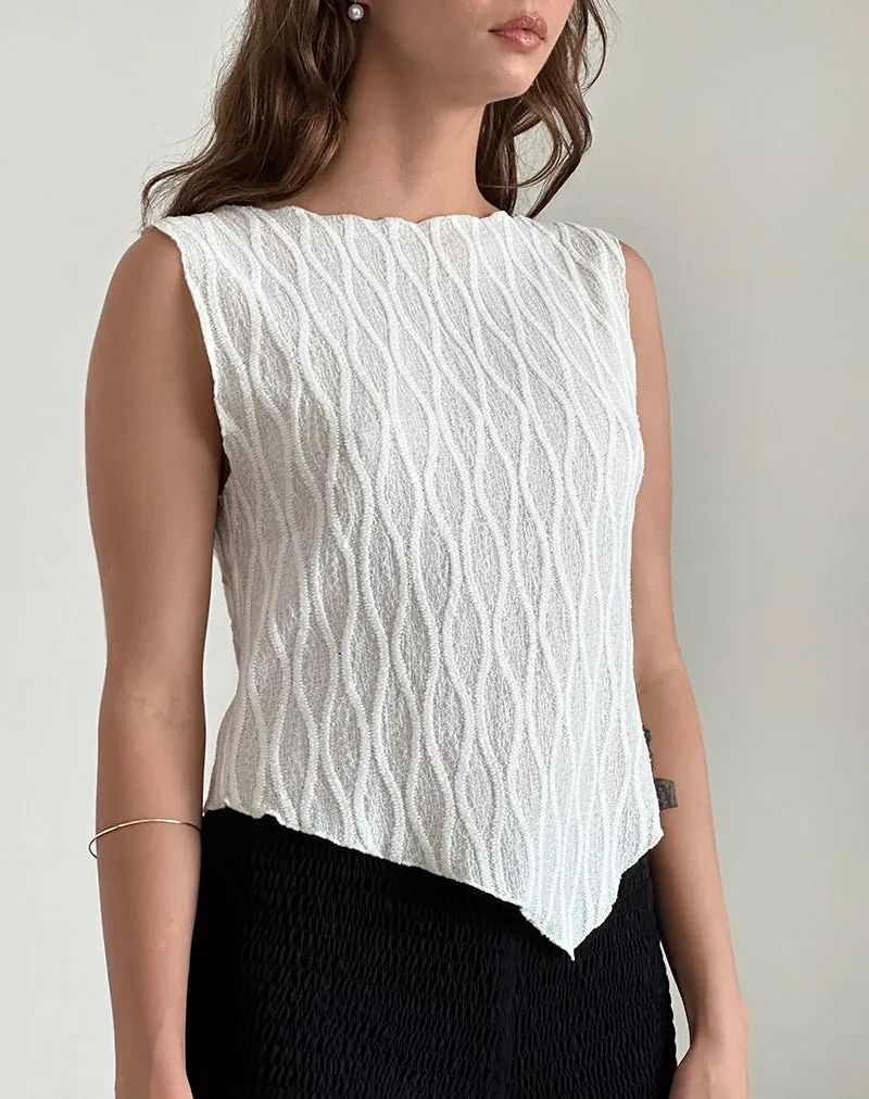 Etta Vest Top in Crinkle Ivory