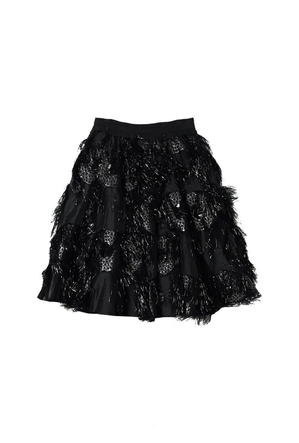 Eyelash Elastic Waist MINI Skirt - Black