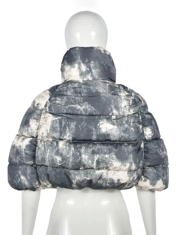 Fatima Tie Dye Cotton-padded Coat (Turtleneck)