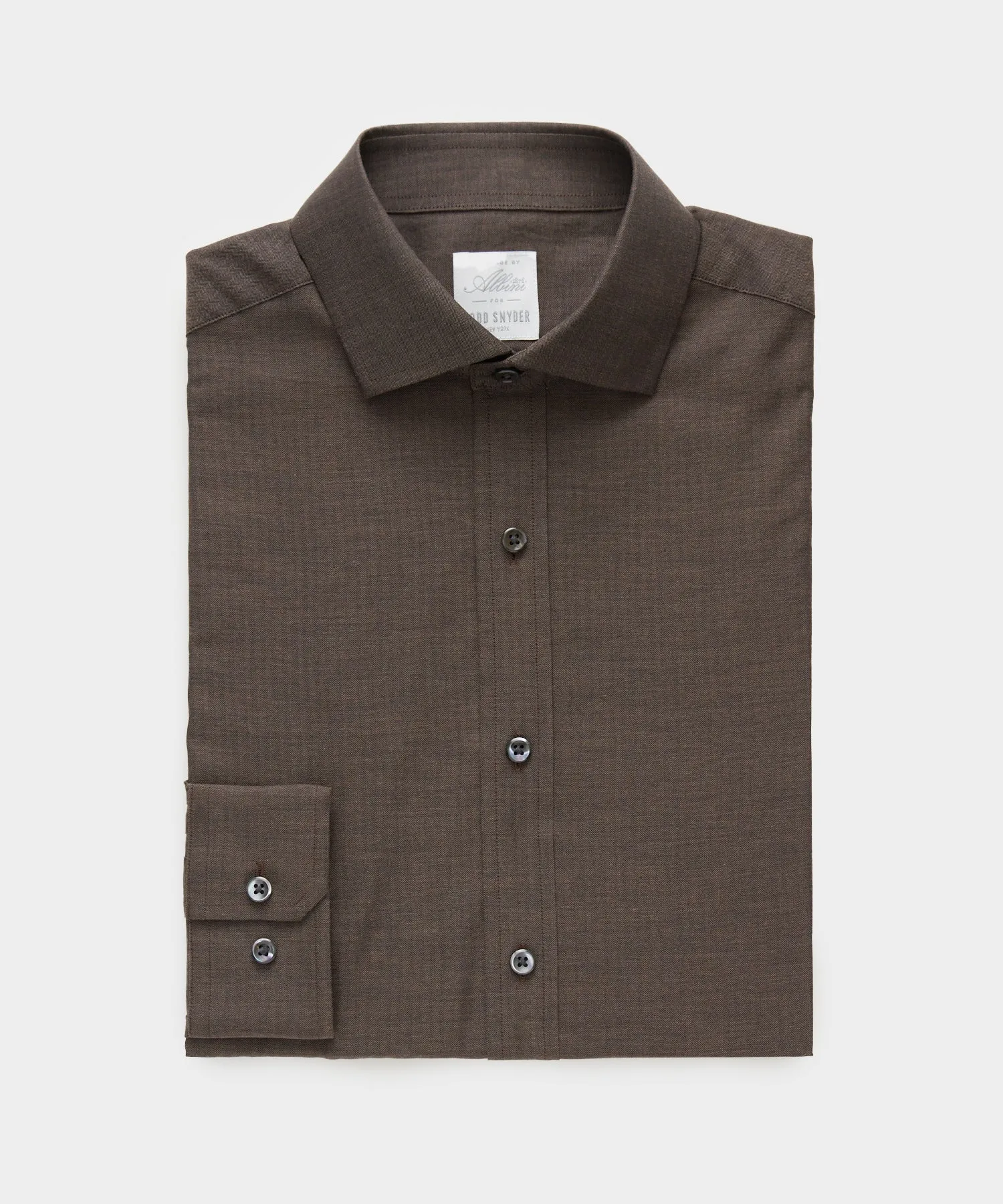 Flannel Spread Collar Dress Shirt in Brown