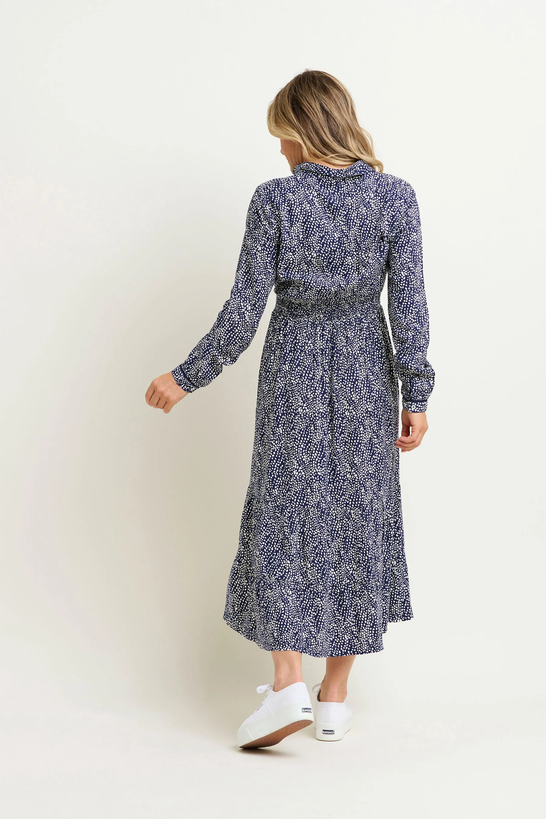 Flowing Spots Maxi Shirt Dress