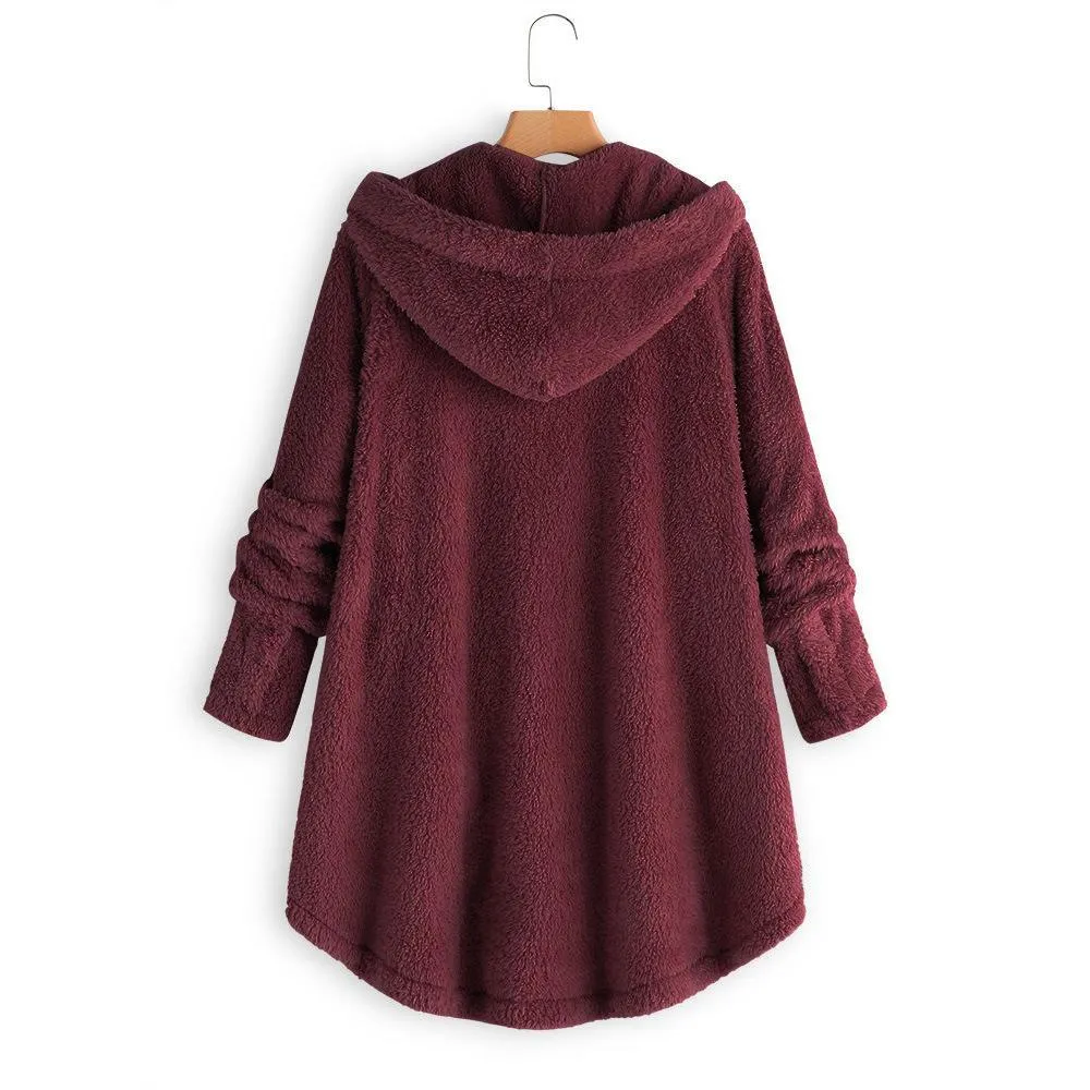 Fluffy Hooded Pullover Loose Sweater