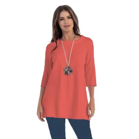 Focus Diagonal Rib-Texture Tunic in Chili - CS-390-CHL