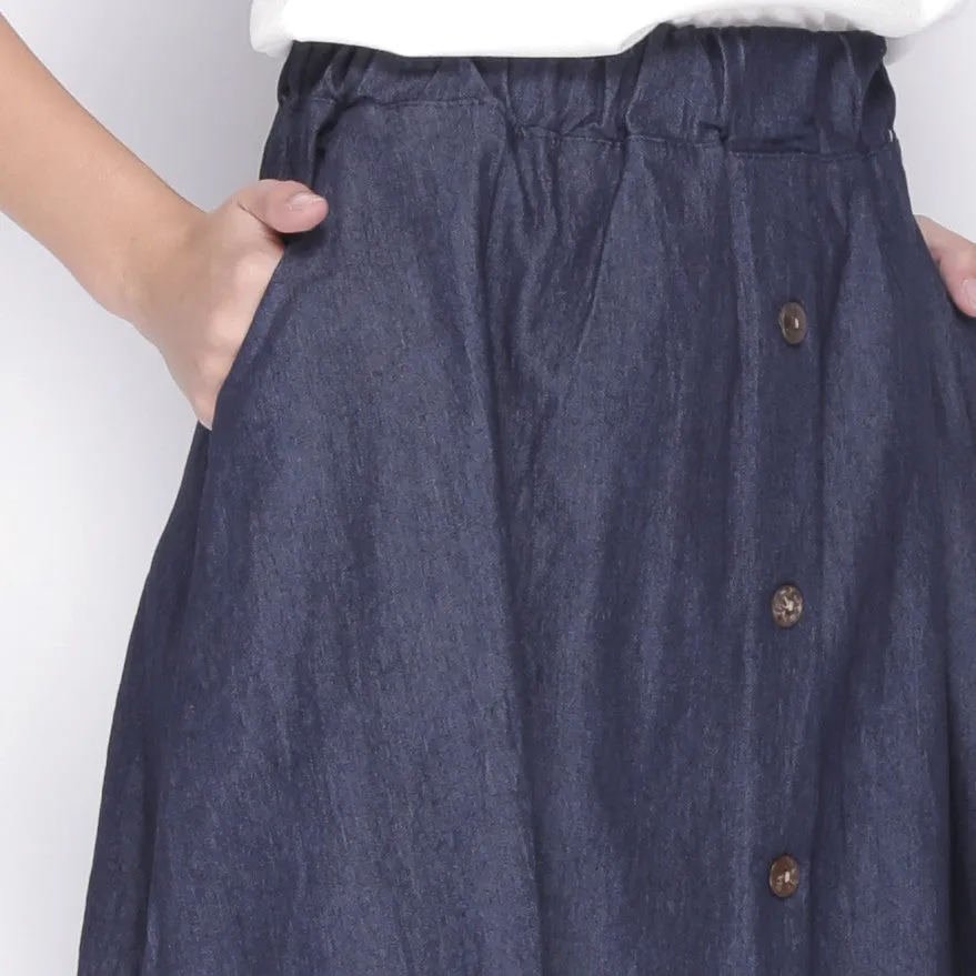 Front Button Denim Skirt