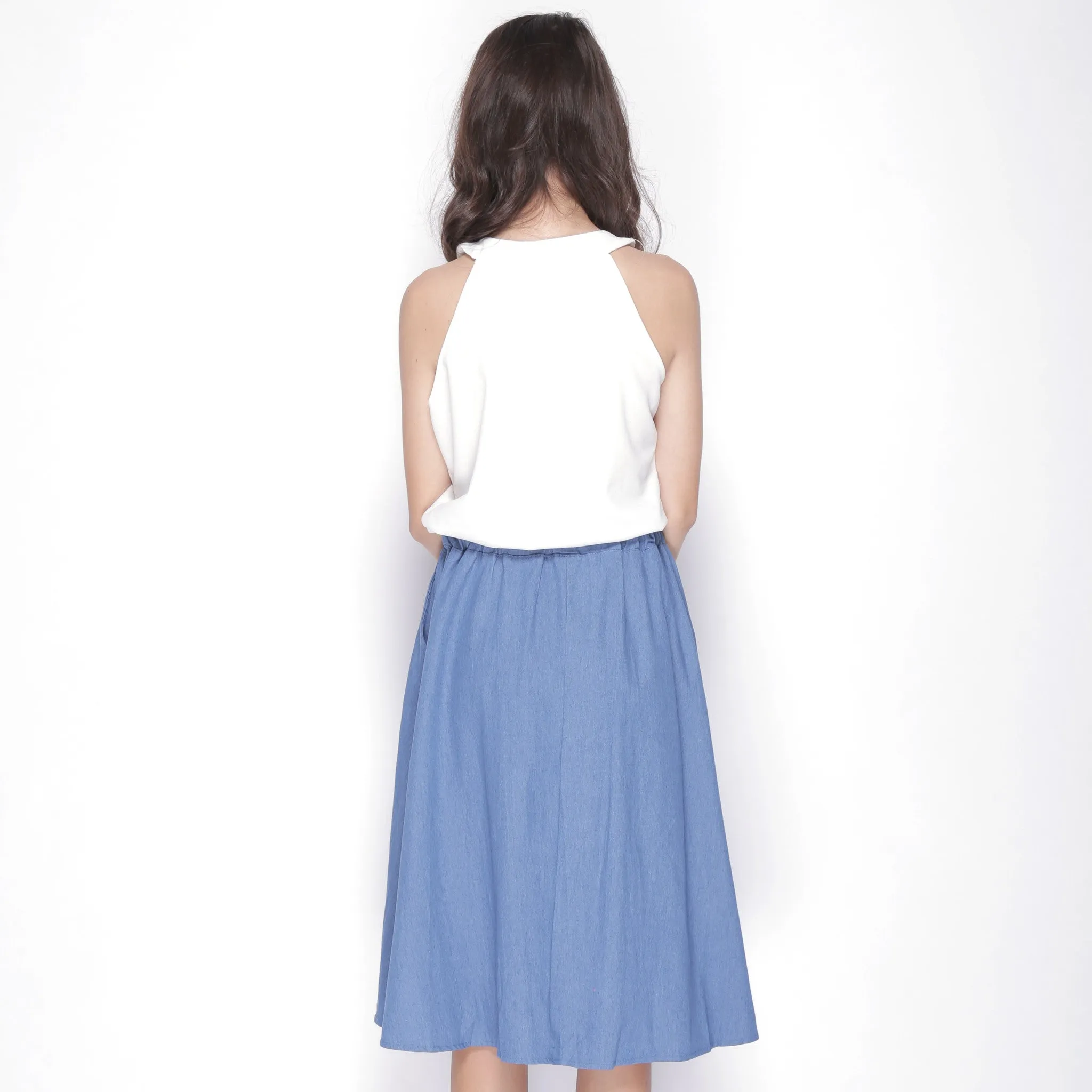 Front Button Denim Skirt