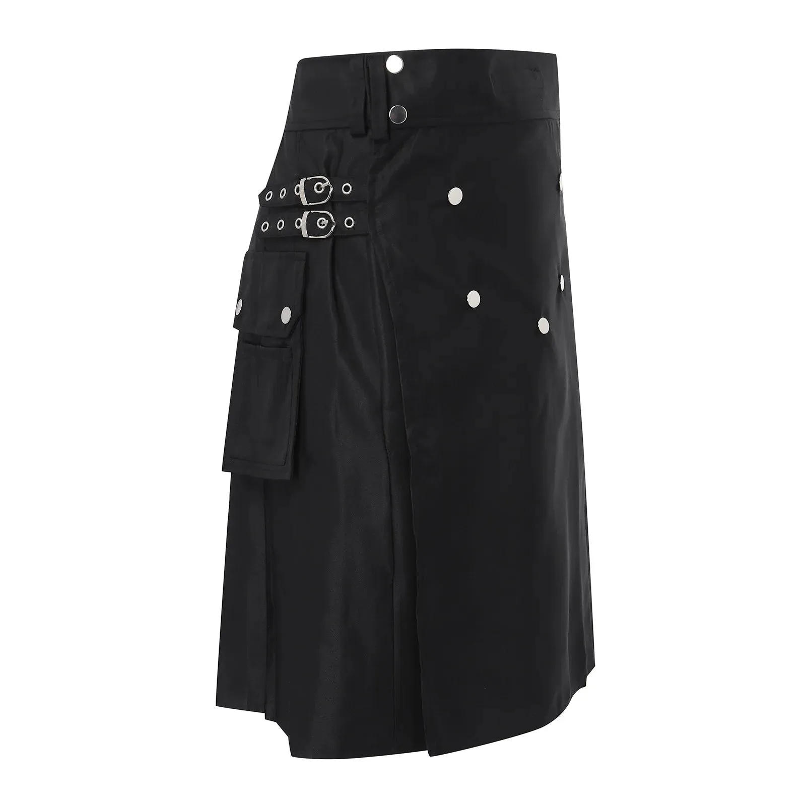 Funki Buys | Skirts | Men's Black Pleated Gothic Kilt | Cargo Skirt