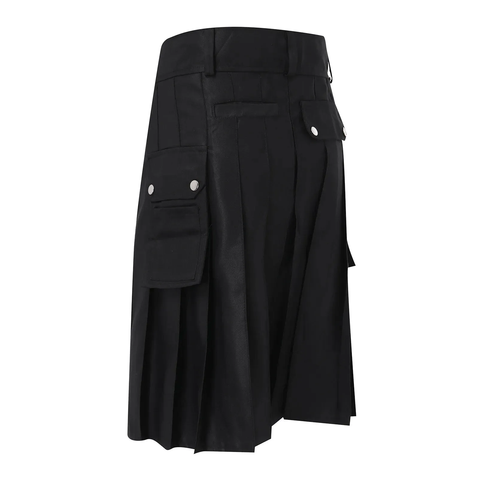 Funki Buys | Skirts | Men's Black Pleated Gothic Kilt | Cargo Skirt