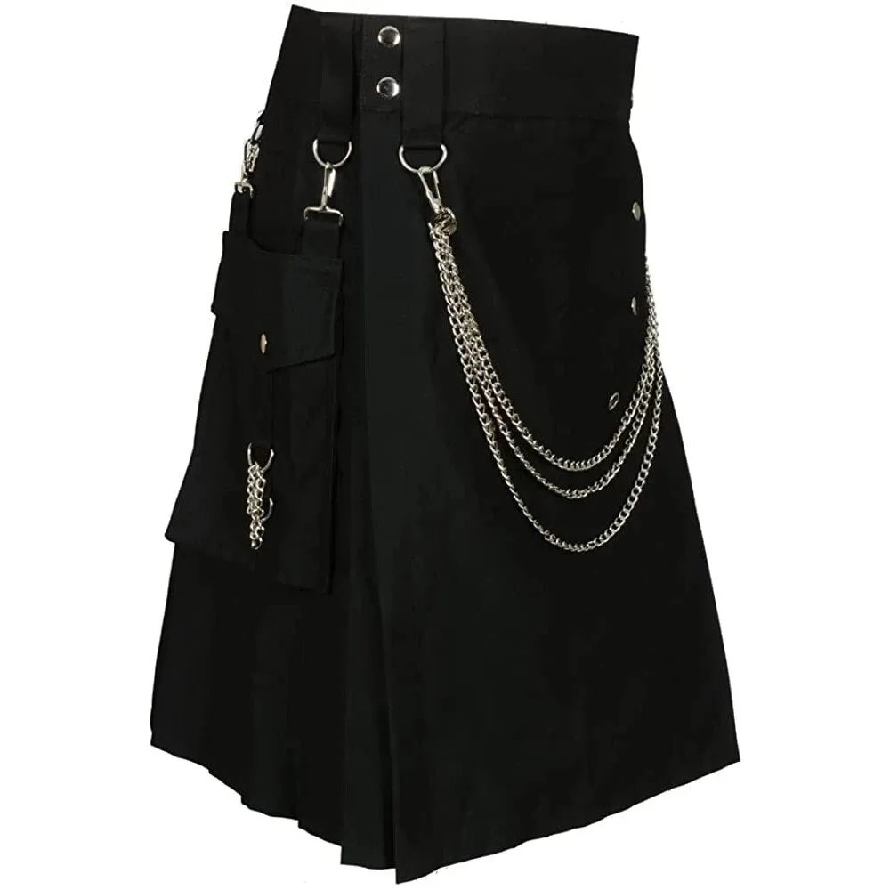 Funki Buys | Skirts | Men's Gothic Kendo Pocket Chain Link Kilts