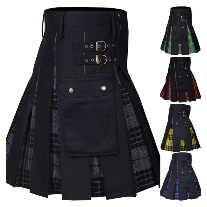 Funki Buys | Skirts | Men's Modern Gothic Punk Plaid Pleated Kilt