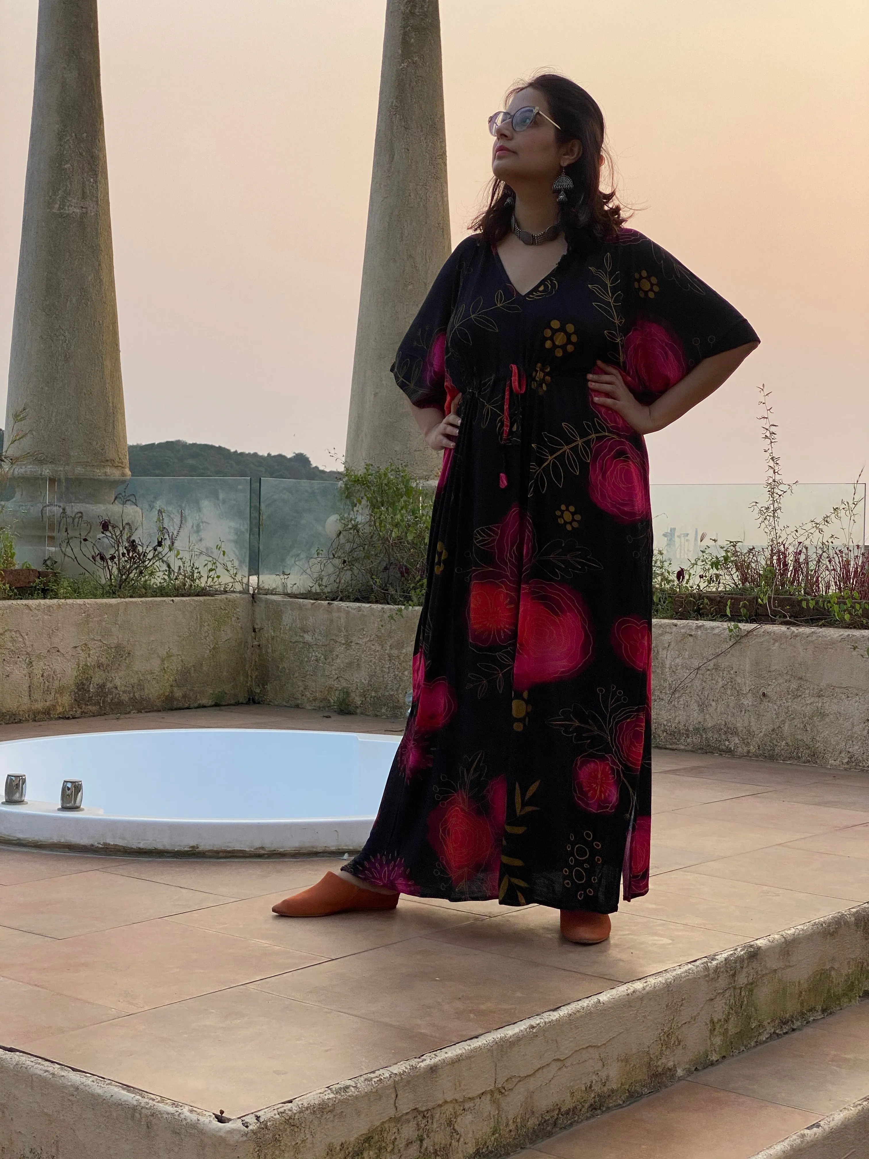 Garden of Love "Timeless" Style Kaftan | Soft Jersey Knit Organic Cotton | Perfect Loungewear House Dress