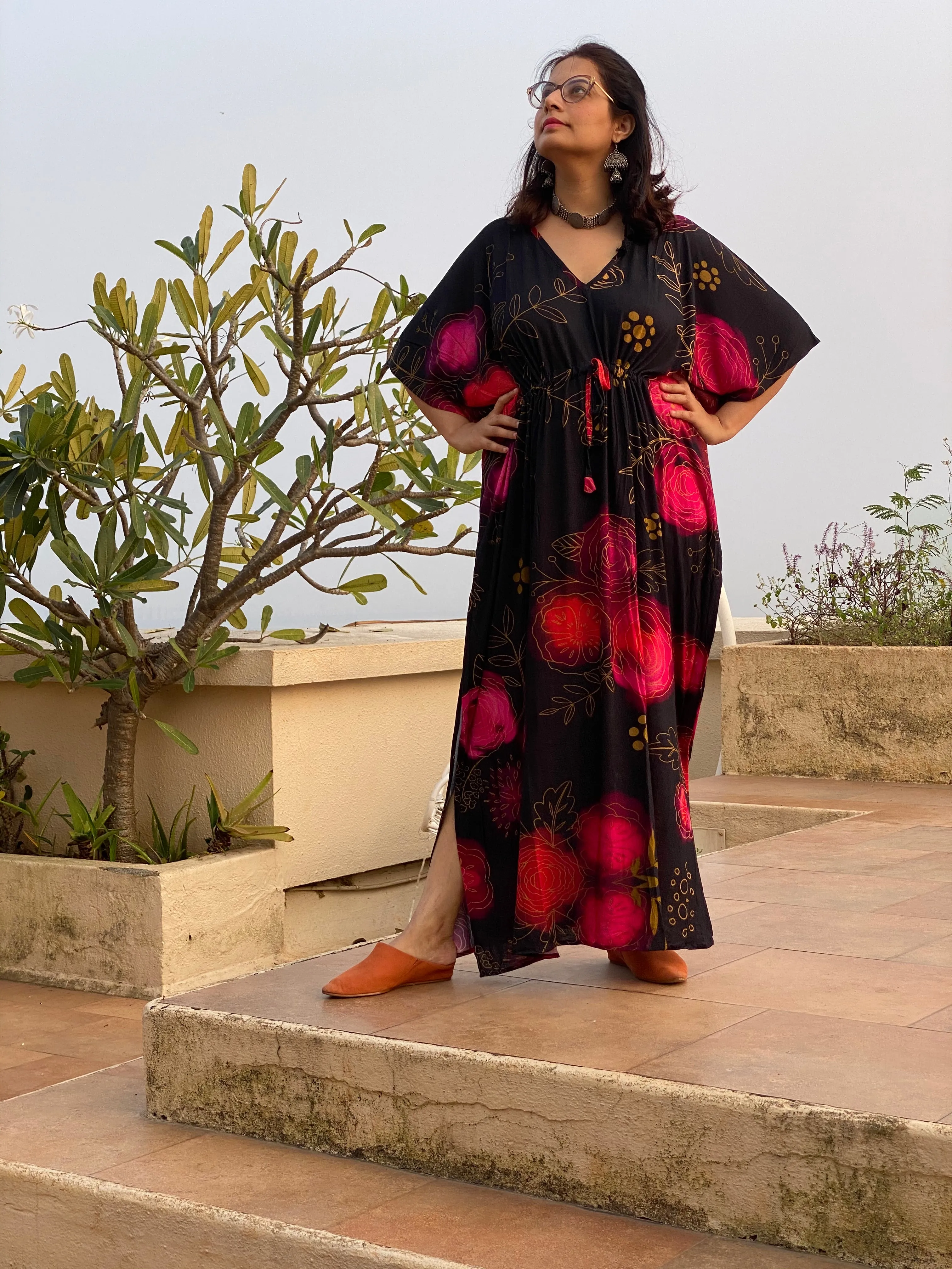 Garden of Love "Timeless" Style Kaftan | Soft Jersey Knit Organic Cotton | Perfect Loungewear House Dress