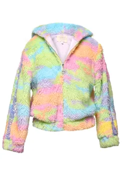 Girls Rainbow Sherbet Sherpa Hoodie Jacket