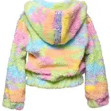 Girls Rainbow Sherbet Sherpa Hoodie Jacket