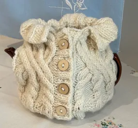 Hand Knit Irish Tea Cosy - "Aidan" Cream