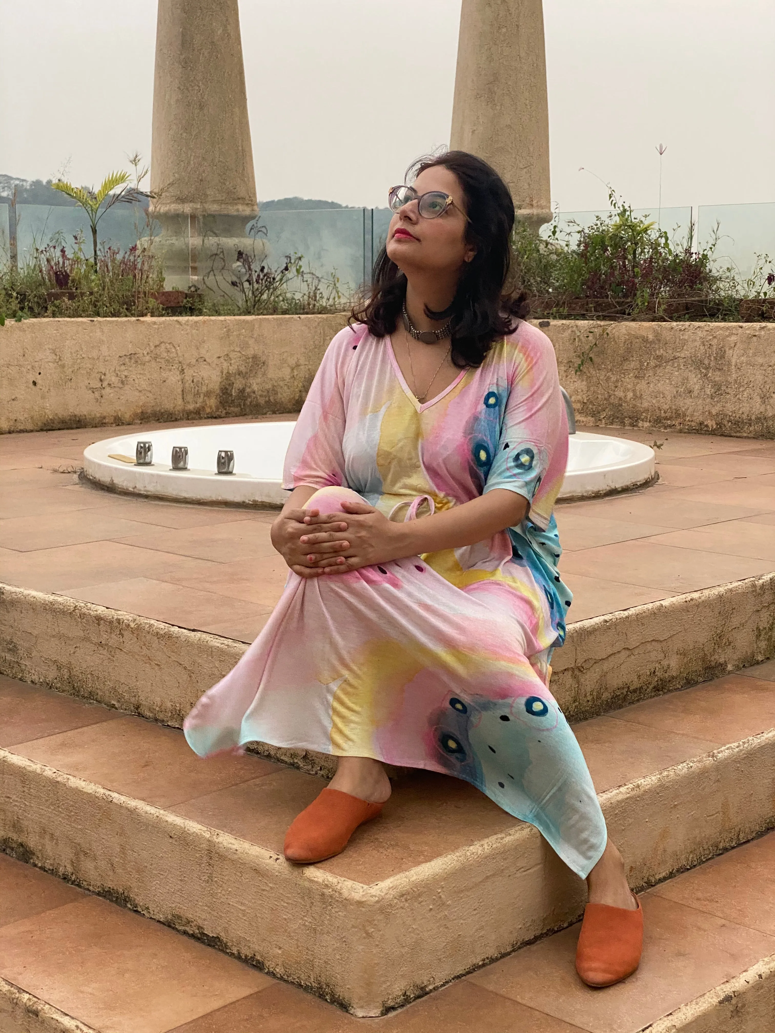 Happy Cosmic "Timeless" Style Caftan | Soft Jersey Knit Organic Cotton | Perfect Loungewear House Dress