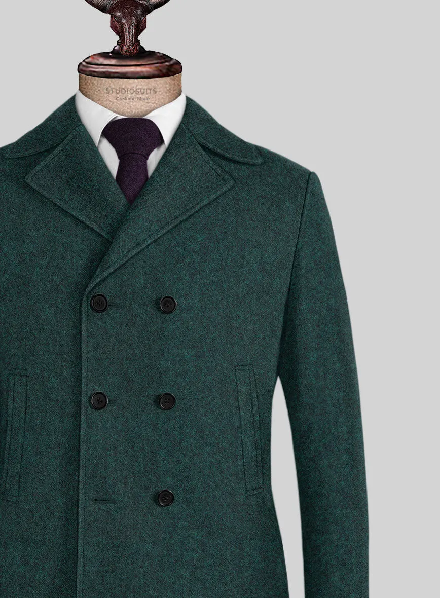 Highlander Melange Green Tweed Pea Coat