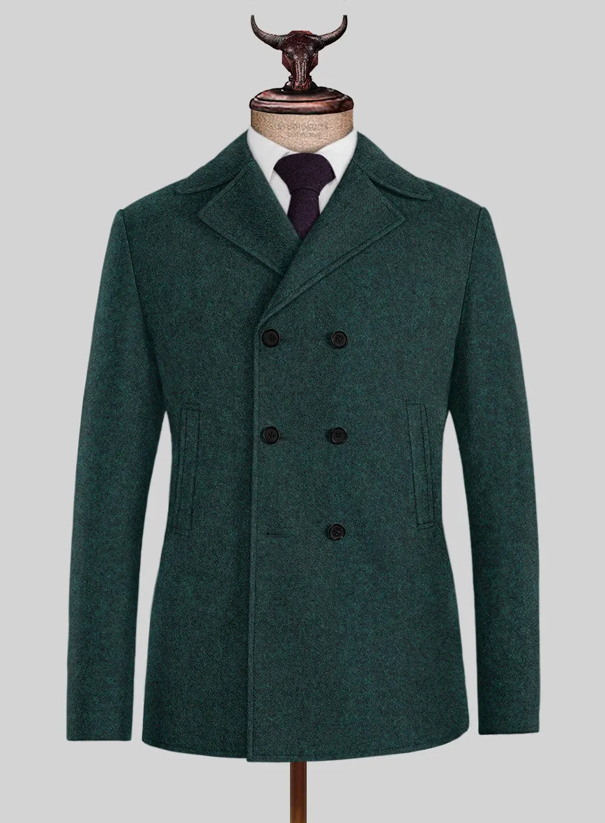 Highlander Melange Green Tweed Pea Coat