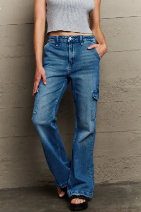 Holly High Waisted Cargo Flare Jeans