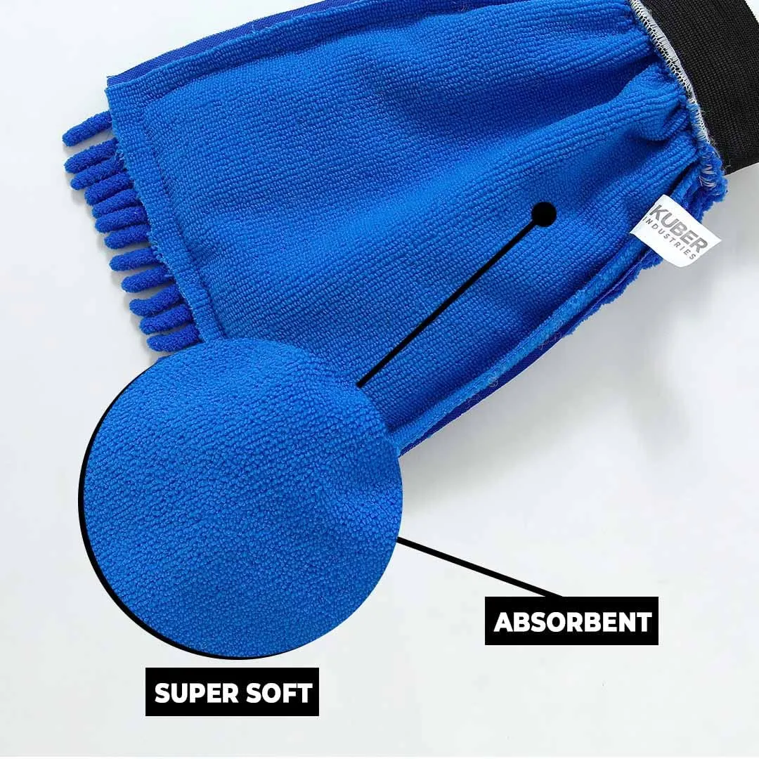 Homestic Pack of 2 Chenille Dry Mitt Gloves|Multi-Purpose Gloves for Kitchen, Home & Laptop Cleaning|Lint & Scratch Free|Super Absorbent|Extra Large But Light Weight |FH8059|Blue