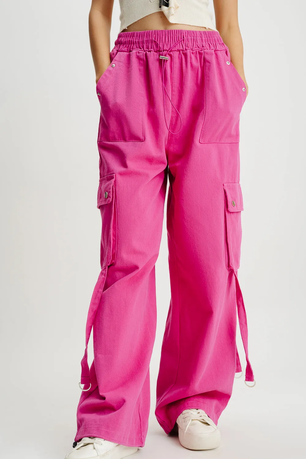 Hot Pink Elasticated Cargo Pants