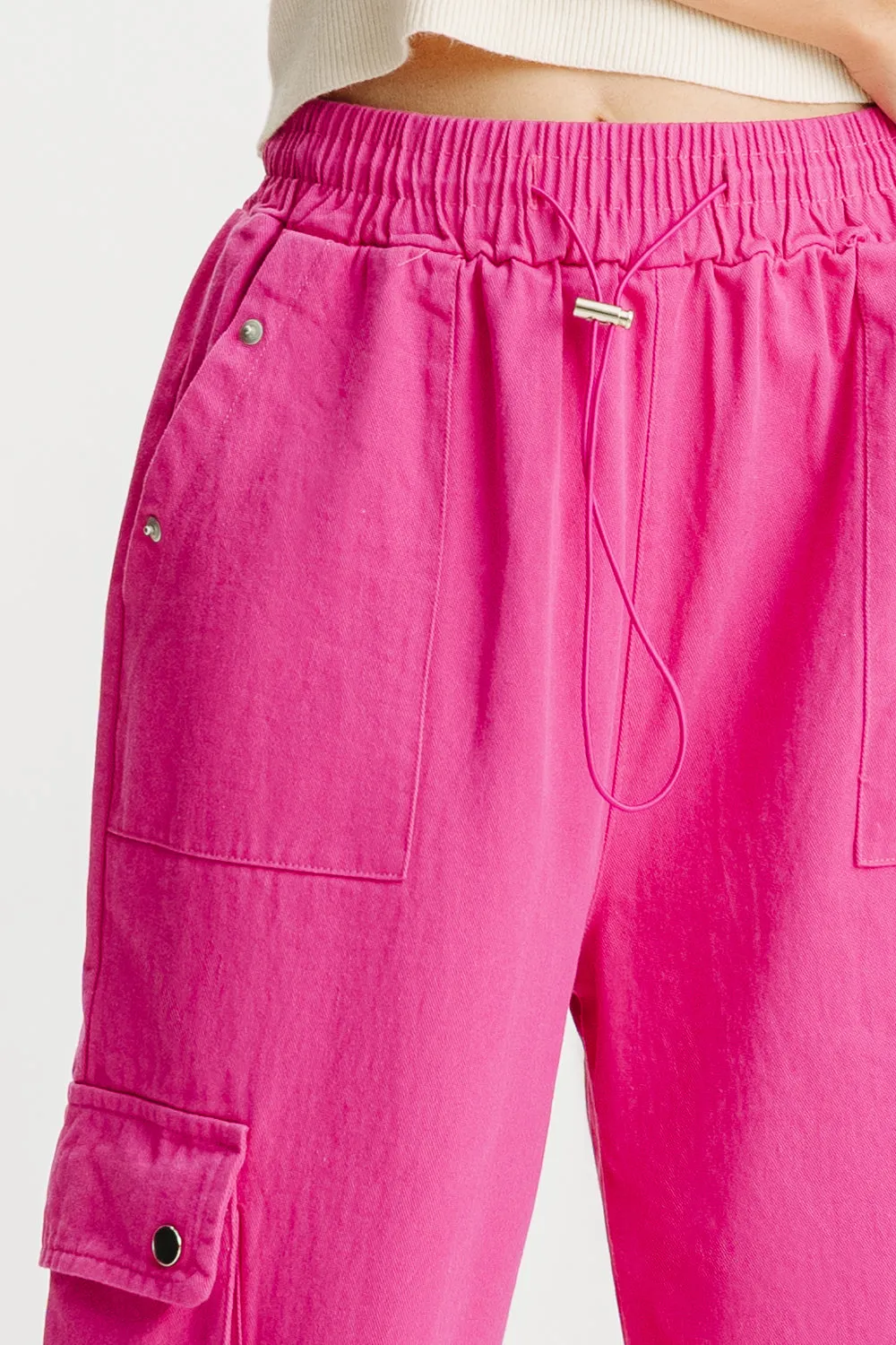 Hot Pink Elasticated Cargo Pants