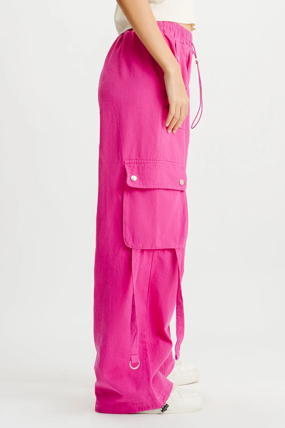 Hot Pink Elasticated Cargo Pants