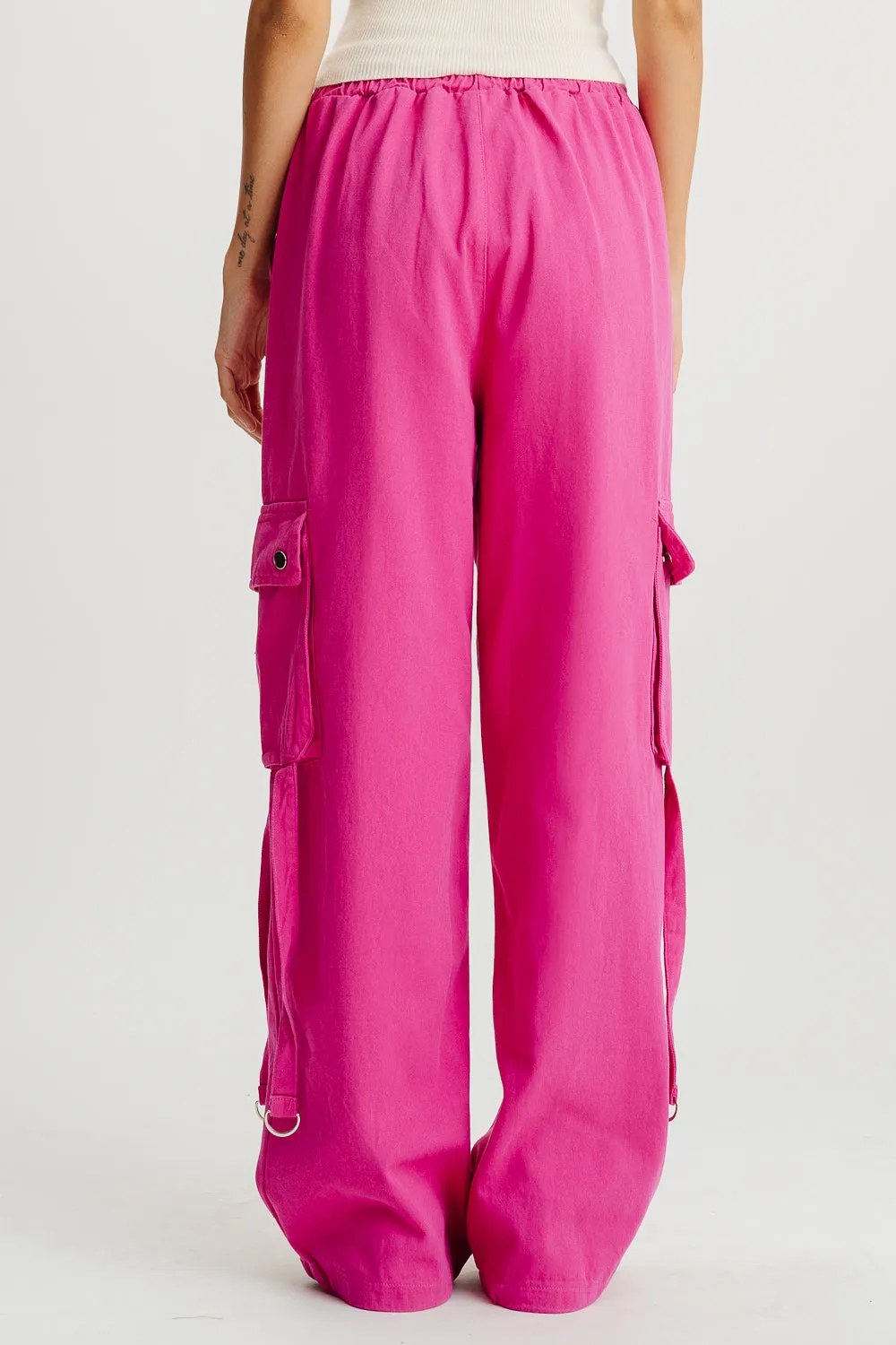 Hot Pink Elasticated Cargo Pants