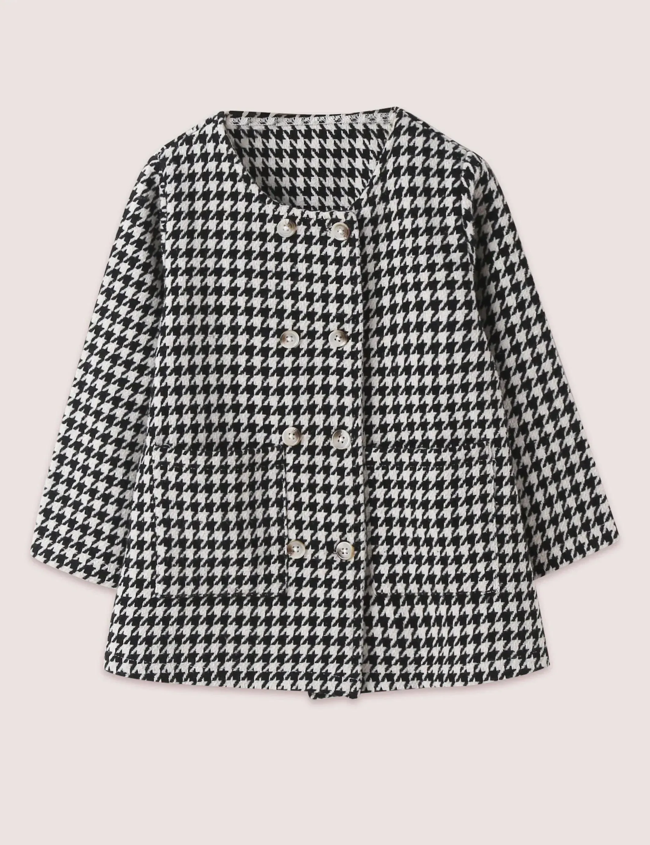 Houndstooth Woolen Coat