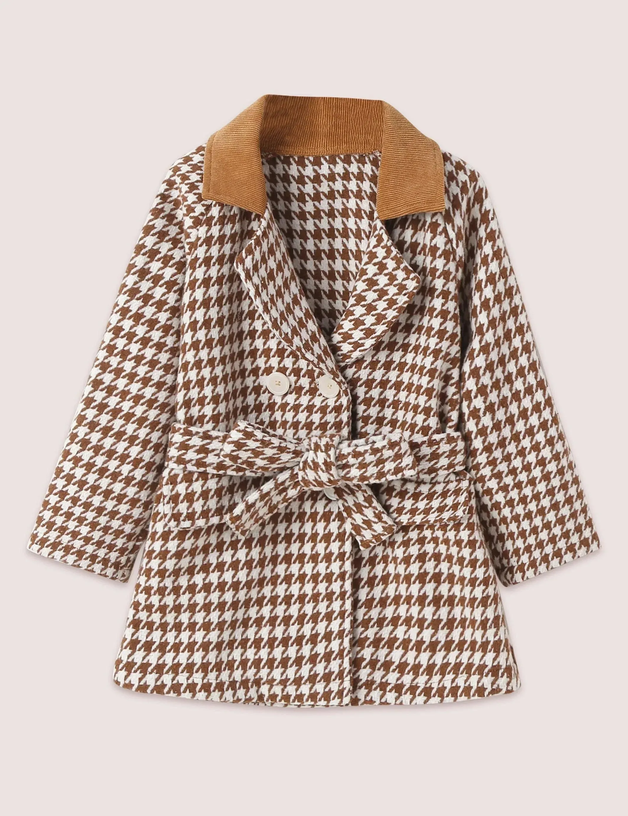 Houndstooth Woolen Coat