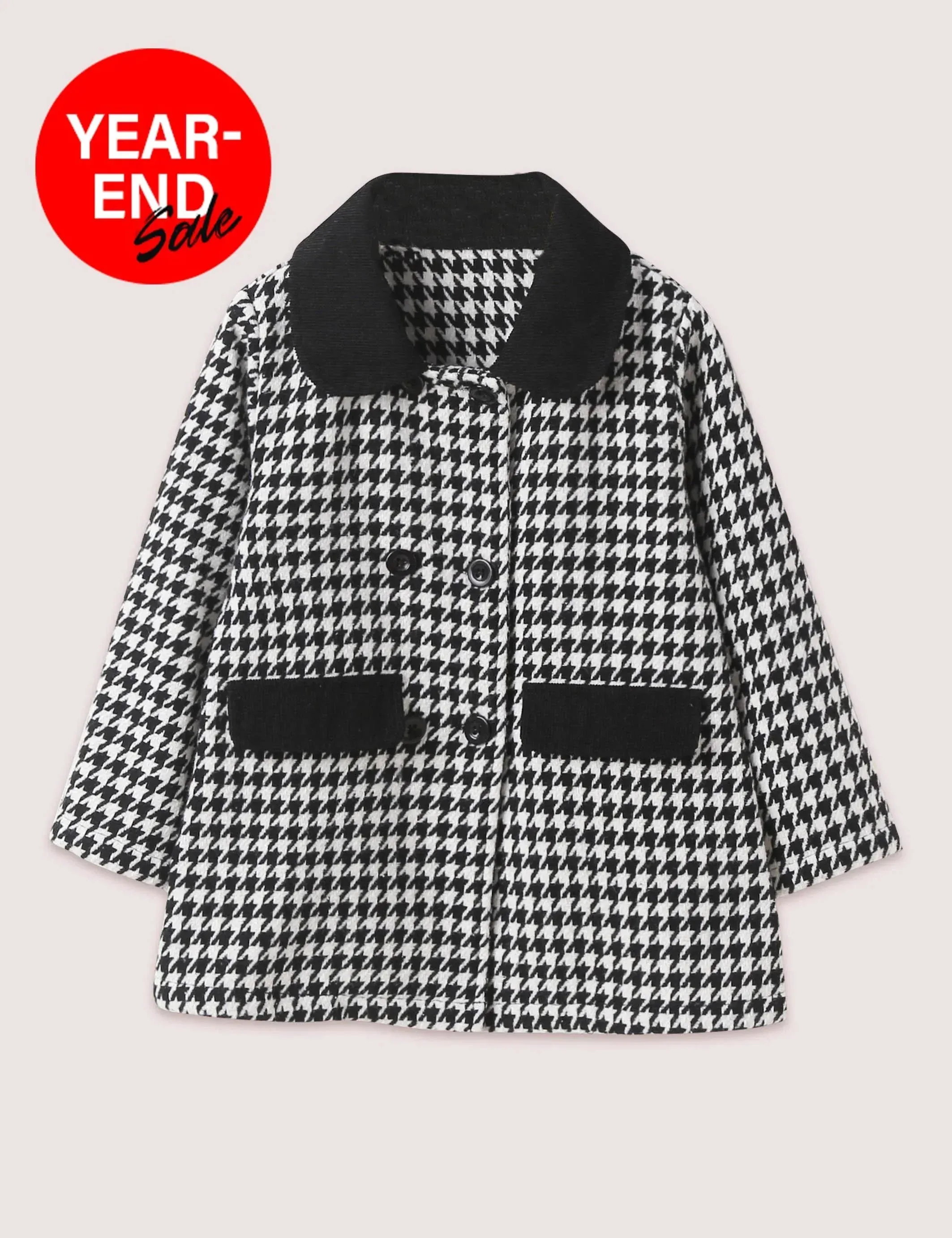 Houndstooth Woolen Coat