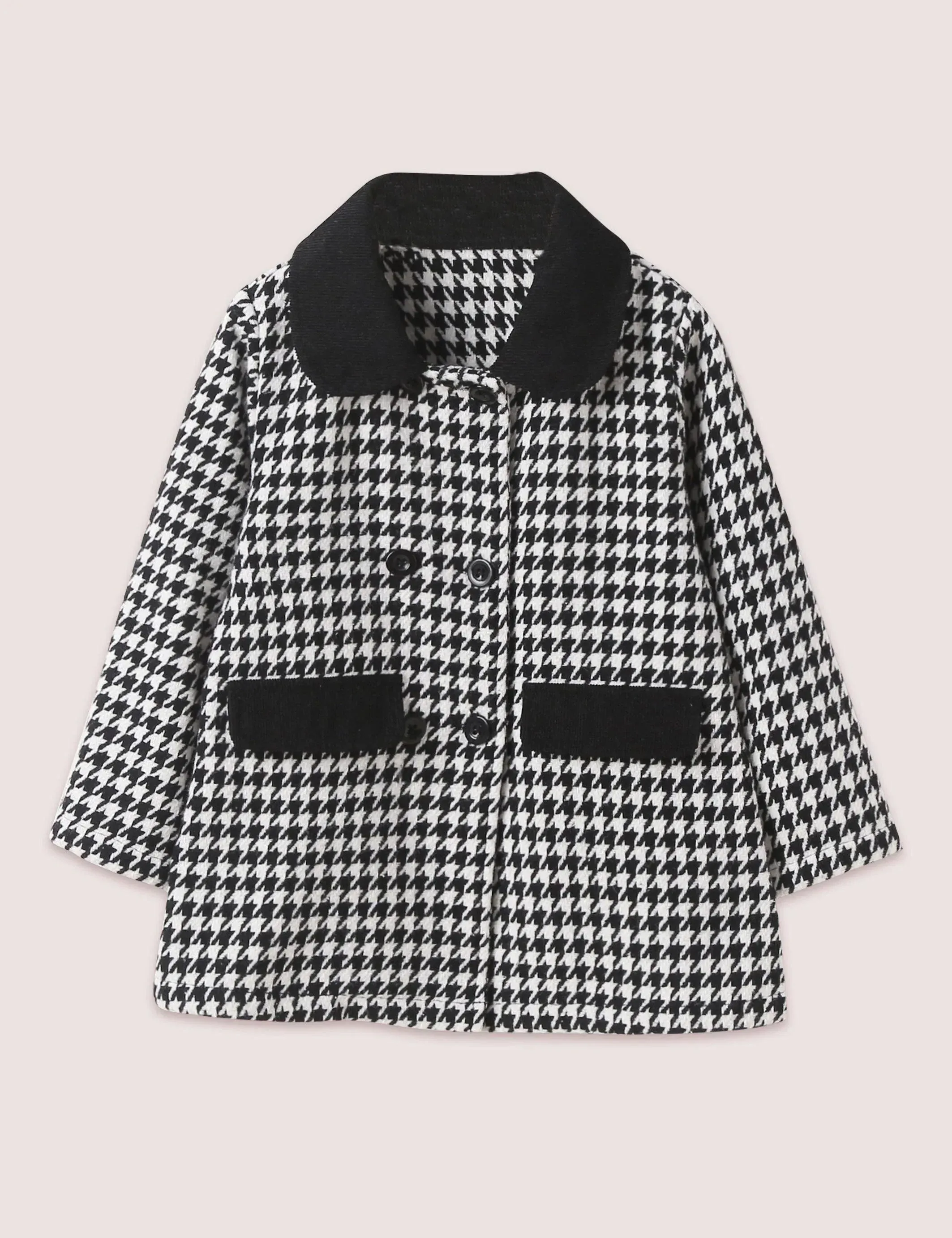 Houndstooth Woolen Coat