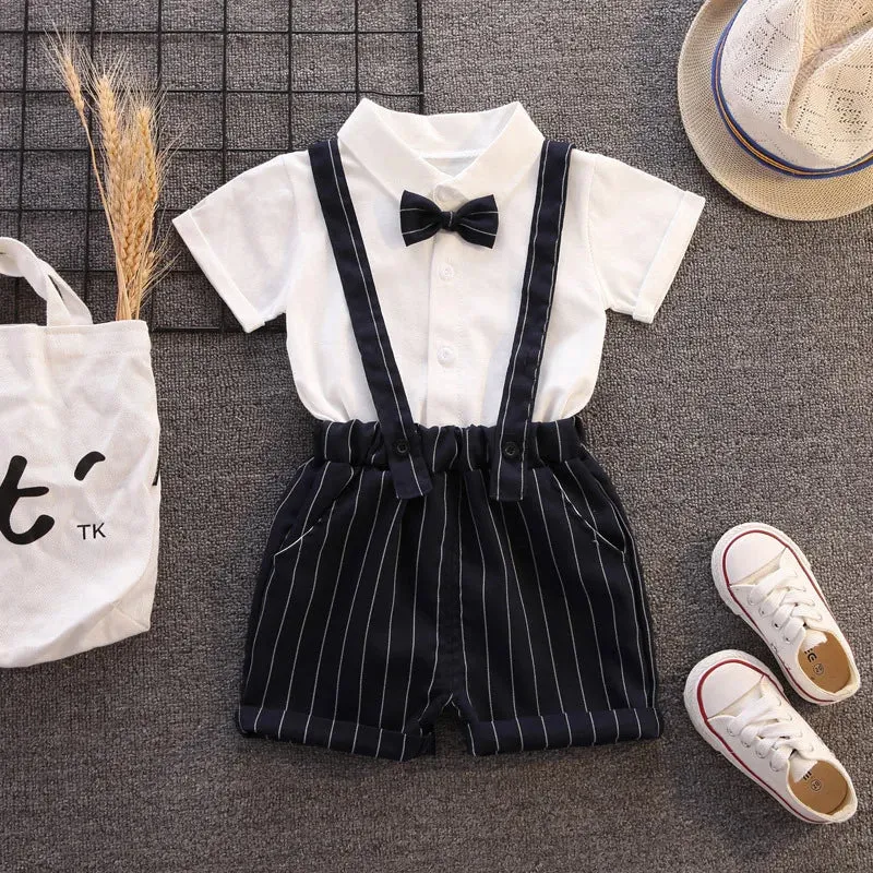 IENENS Toddler Birthday Party Clothes Baby Clothing Sets Boy Formal Dress Summer Shirts   Shorts Suits Kids Short Sleeve Outfits