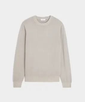 Italian Garment Dyed Wool Cashmere Crewneck Sweater in Beige