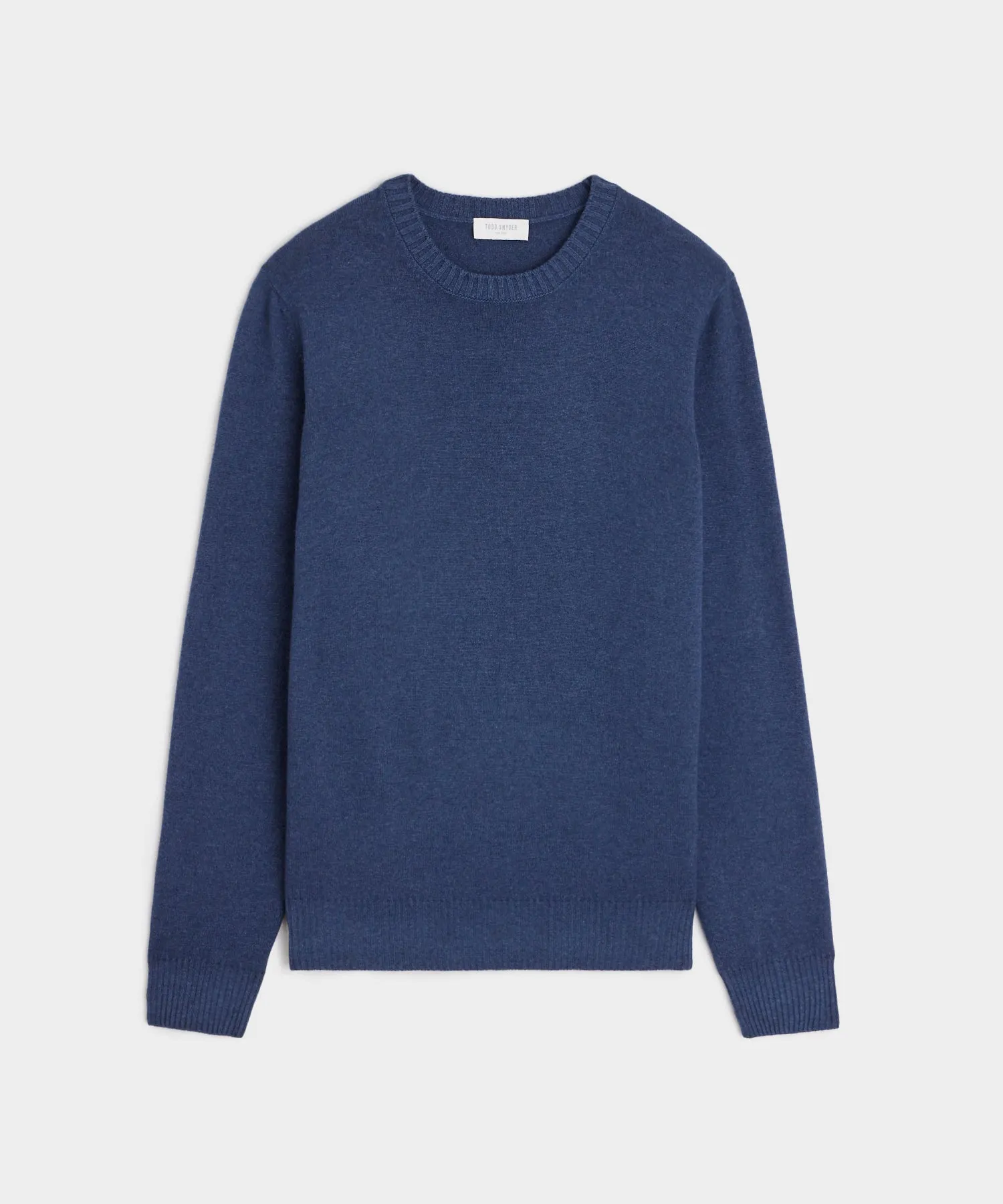 Italian Garment Dyed Wool Cashmere Crewneck Sweater in Navy