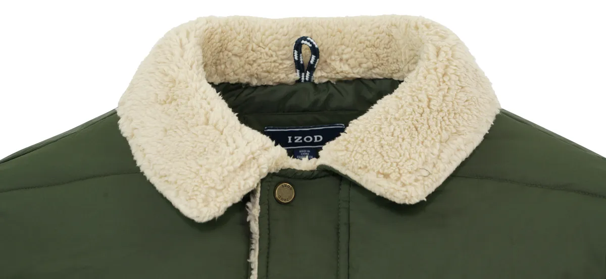 IZOD Men's Sherpa-Lined Collar Winter Jacket Olive 2XL