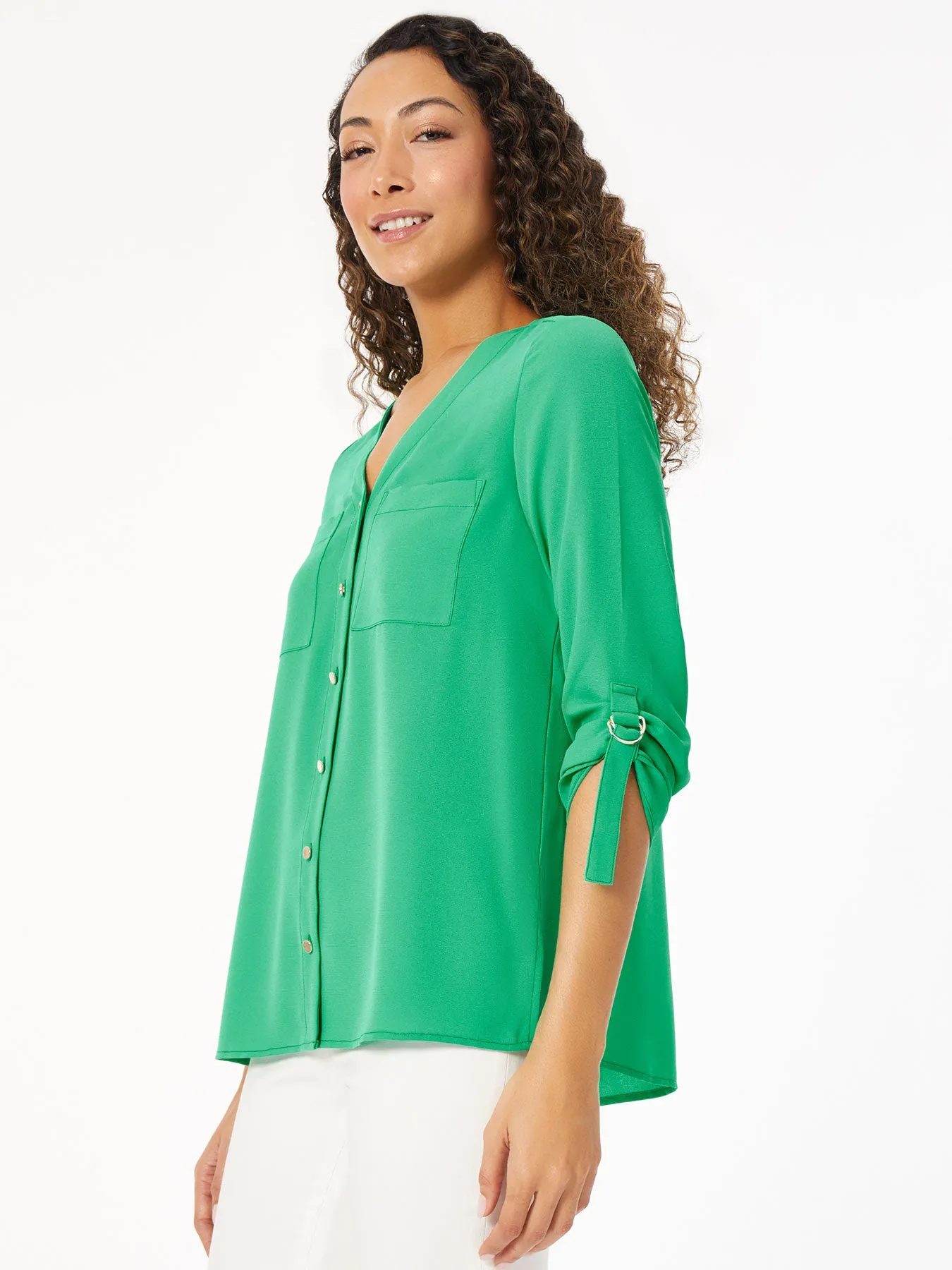 Jasper Crepe Collarless Tunic