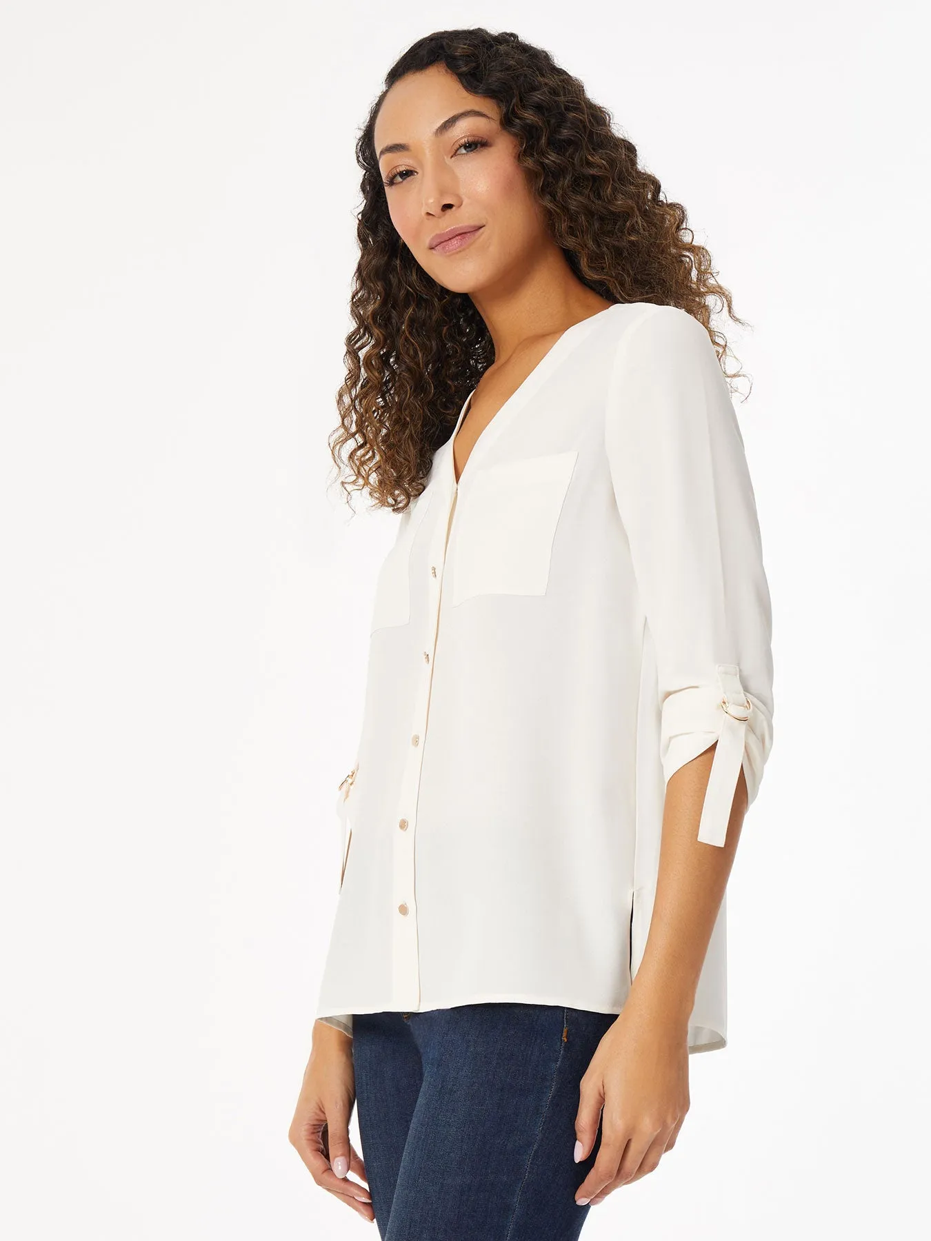 Jasper Crepe Collarless Tunic