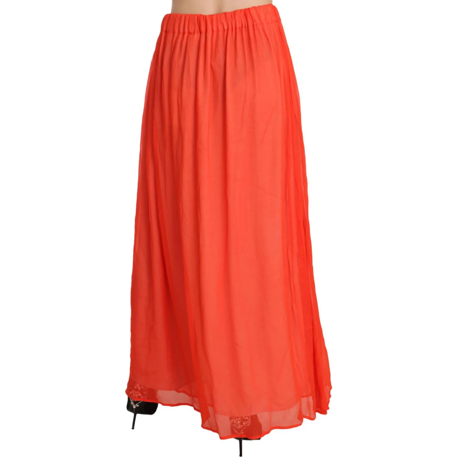 Jucca Elegant Orange Pleated Maxi Skirt