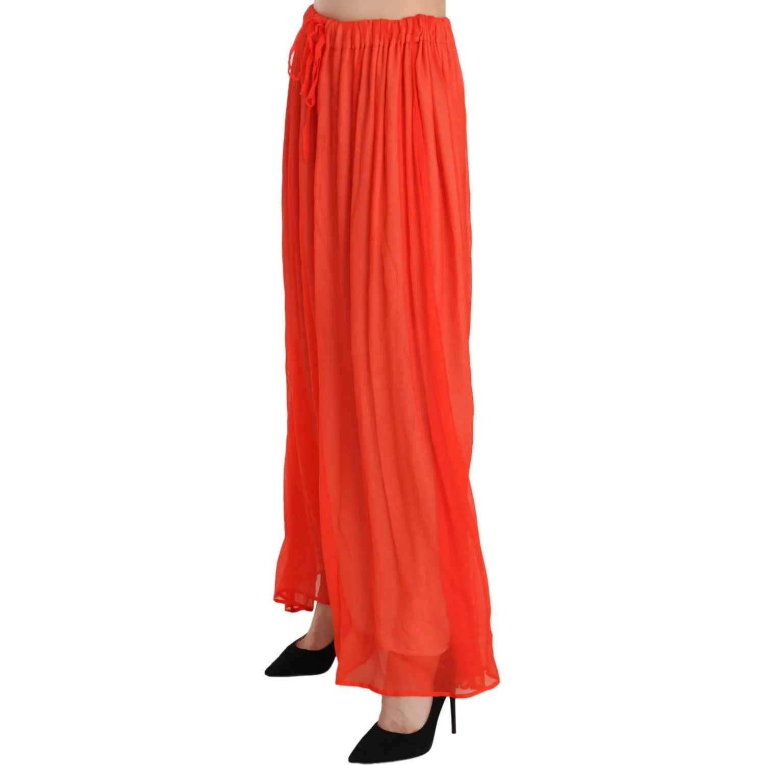 Jucca Elegant Orange Pleated Maxi Skirt